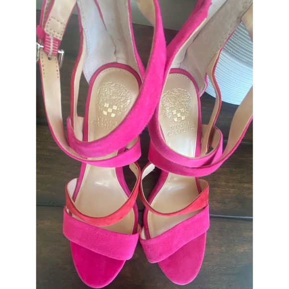 Vince Camuto Chakeetan Heels Sz 8.5 pink red strappy sandals prom - Picture 3 of 7
